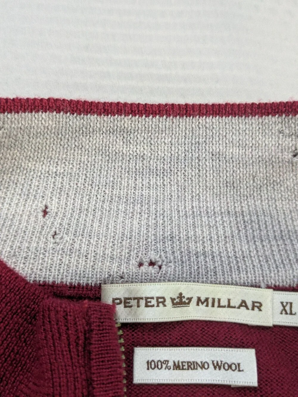 Peter Millar Virginia Tech Hokies Mens XL 1/4 Zip Merino Wool Sweater